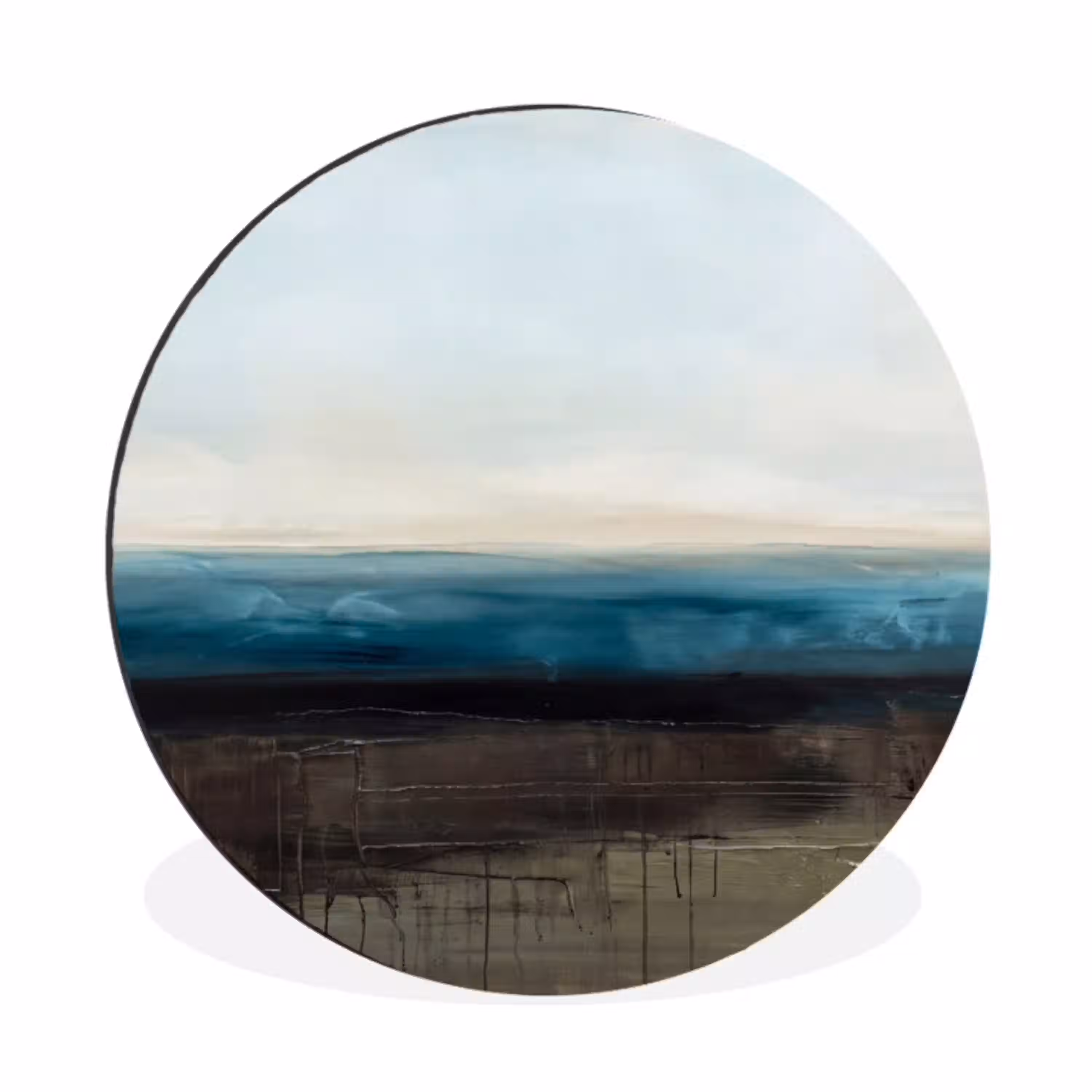 Abstract - Landschap - Horizon - Blauw - Modern Wandcirkel aluminium klein -3d
