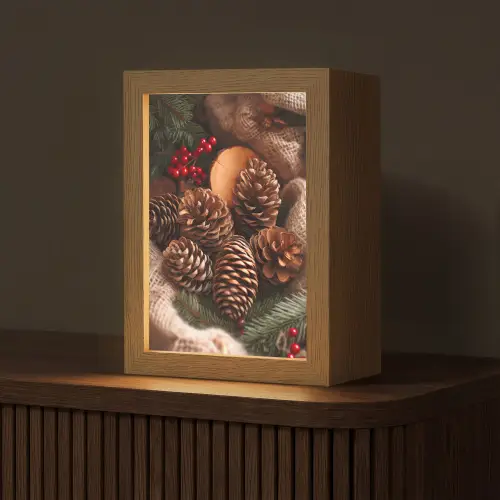 Dennenappels - Boom - Winter - Natuur - Bruin Light Box met kabel (Tafellamp) klein -z3d_website