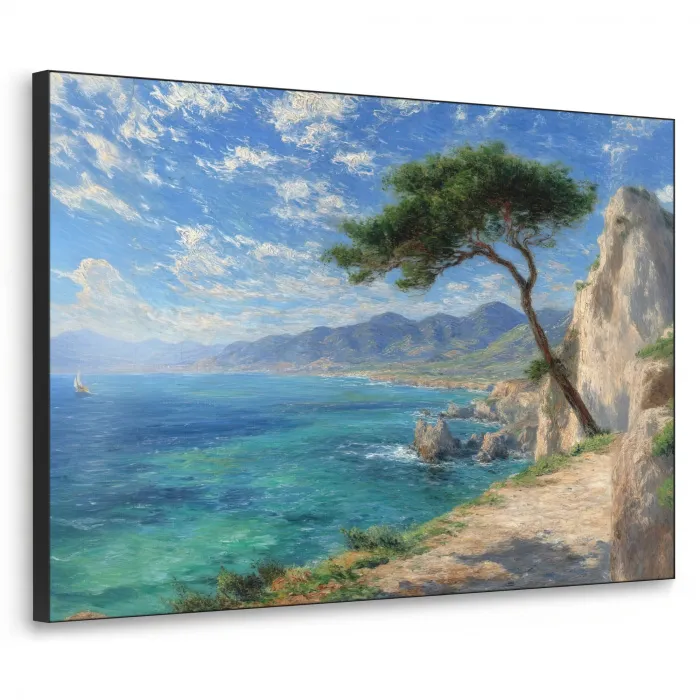 Rotsen - Kustlijn - Boom - Bergen Textielframe zwart klein -3d
