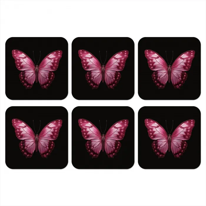 Vlinder - Fuchsia - Grafisch onderzetter kurk middel -3d