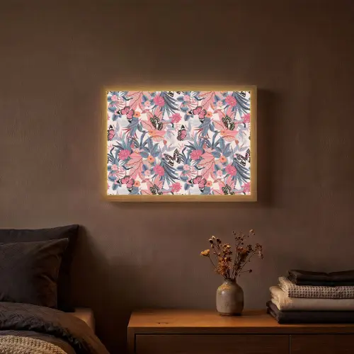 Tropisch - Zomer - Vlinder - Perzik Light Box met batterij (Wandlamp) middel 907 -sfeer4