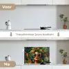 Vrouw - Panterprint - Jungle - Natuur - Luxe keuken achterwand spatscherm klein -voor_na_NL