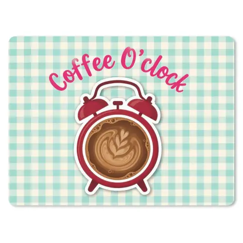 Koffie - Klok - Groen muismat rubber klein -3d