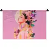 Vrouw - Bloemen - Paars - Abstract Wandkleed katoen klein -zz3d