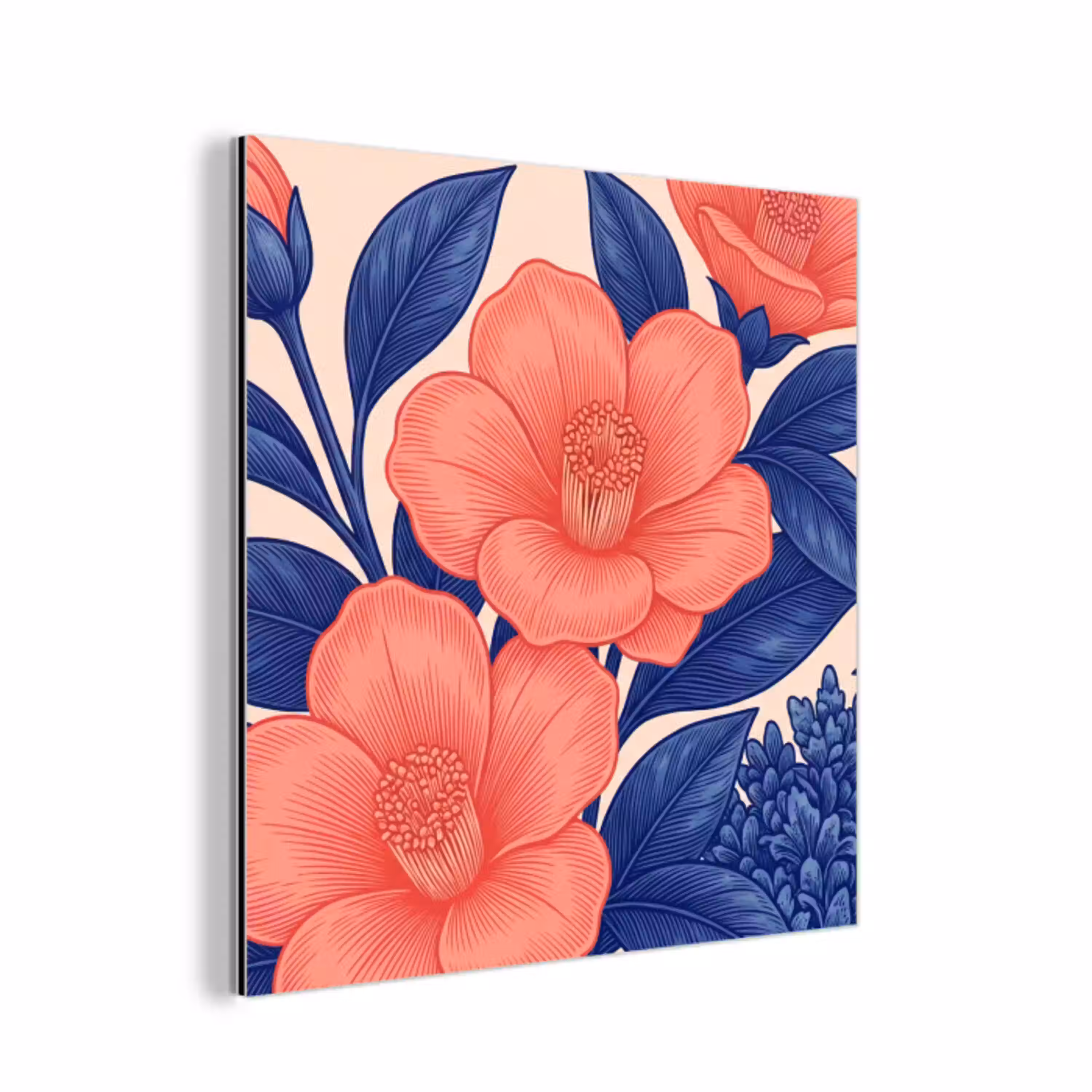 Bloemen - Bladeren - Botanisch aluminium wit klein -3d