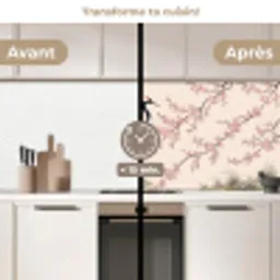 Aziatisch - Kraanvogel - Beige keuken achterwand 2 middel -voor-na2_FR