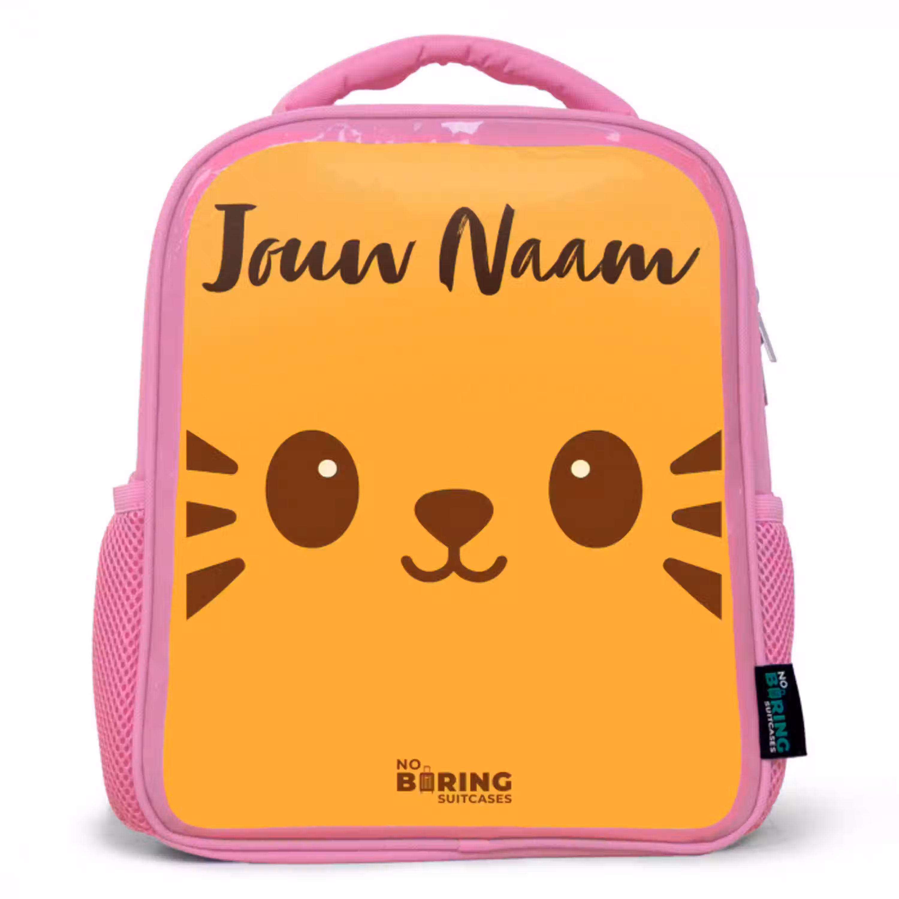 Kawai - Tijger - Oranje Kinderrugzak - Roze middel -3d
