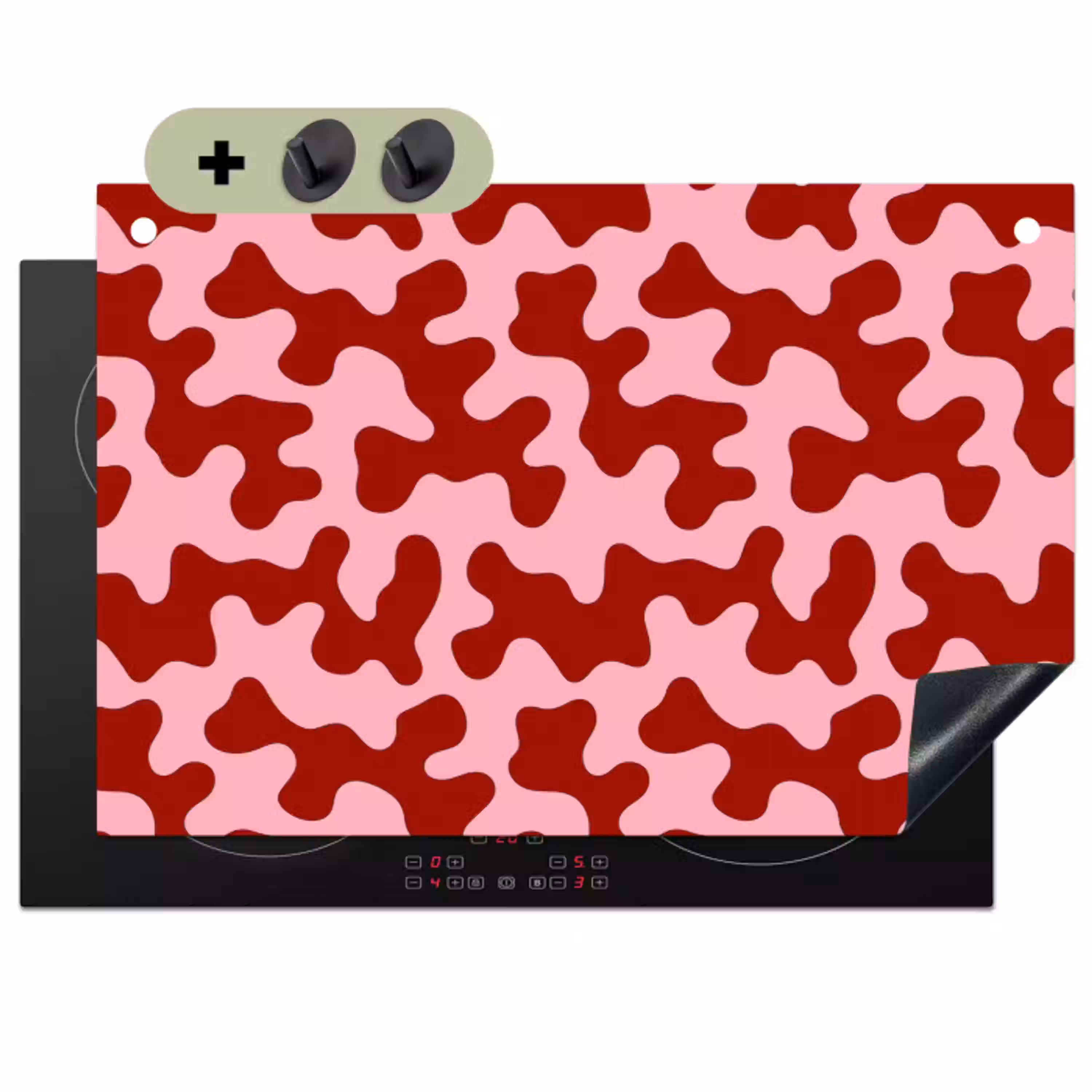 Modern - Abstract - Rood Inductie beschemer met haakjes klein 777 -3d