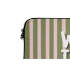 What's the best that could happen - Strepen - Groen - Roze laptophoes neopreen klein -detail