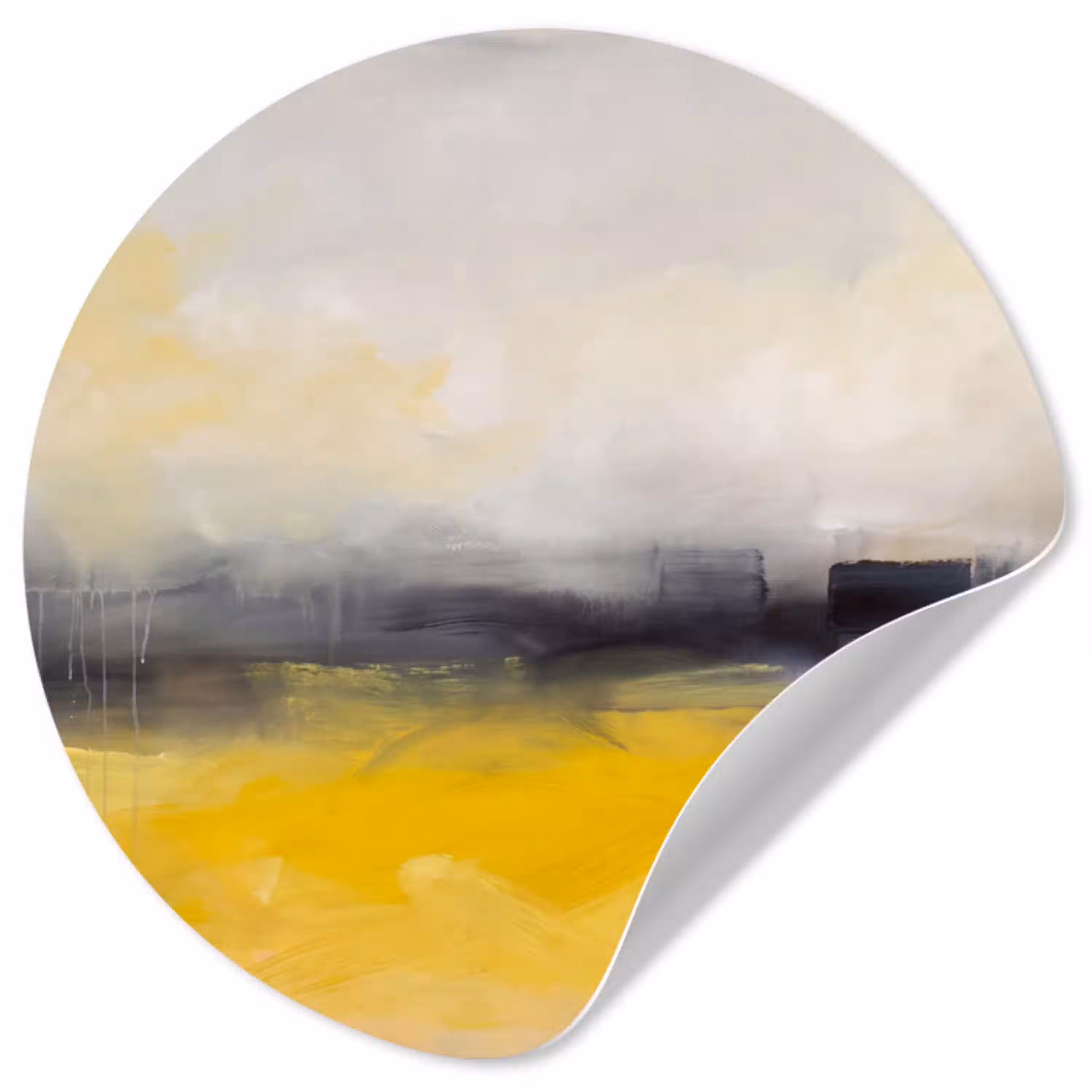 Abstract - Landschap - Modern - Geel Wandcirkel behangsticker klein -3d