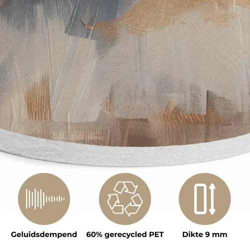 Modern - Bruin - Abstract - Beige Akoestische PET Vilt - Rond klein -closeup_NL
