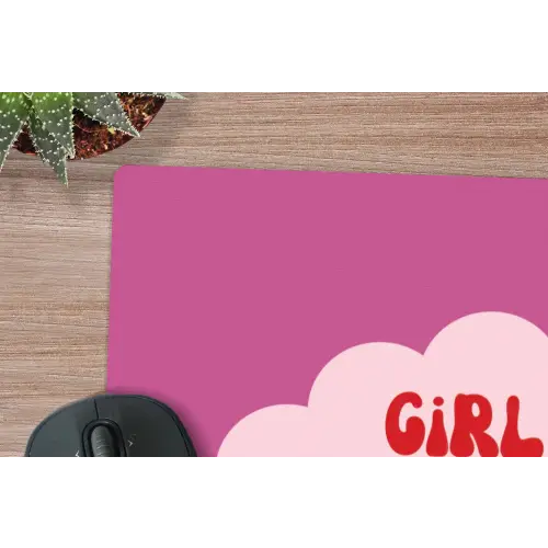 Girl power - Wolk - Roze muismat rubber klein -closeup