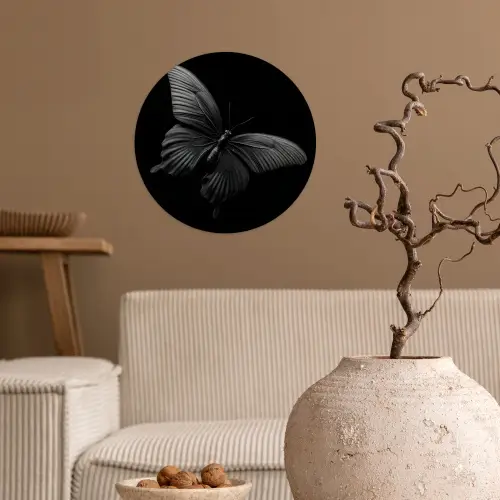 Vlinder - Zwart - Insect - Dieren Wandcirkel behangsticker klein -sfeer1