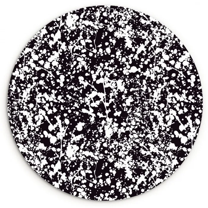Spat - Stippen - Zwart - Wit Wandcirkel kunststof plaat 5mm dik klein 188 -3d