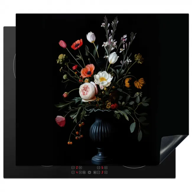 Bloemstuk - Vaas - Zwart Inductie beschermer vinyl 3mm middel -3d