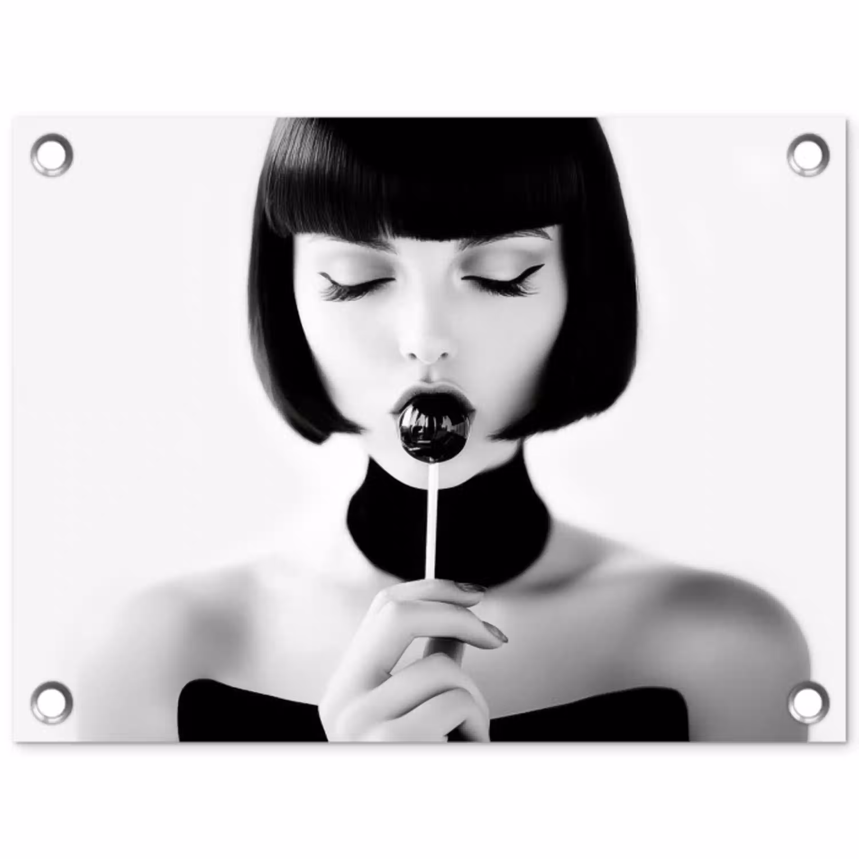 Vrouw - Lolly - Zwart - Wit tuinposter los doek klein -3d