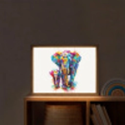 Olifanten - Dieren - Verf - Kleurrijk Light Box met batterij (Wandlamp kind) middel -sfeer1_kind