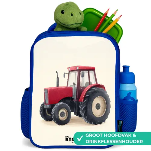 Tractor - Getekend - Rood Kinderrugzak - Blauw middel -inhoud_NL