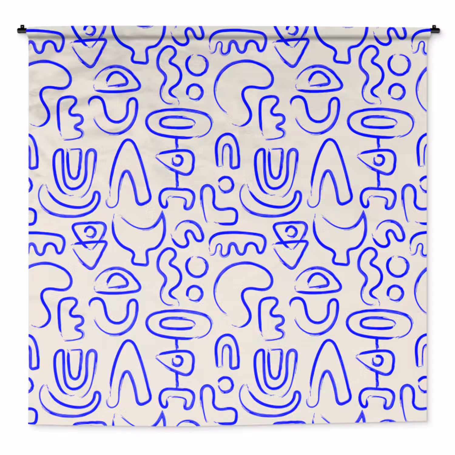 Wandkleed - Blauw - Patroon - Abstract - Beige