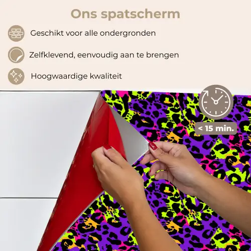 Paars - Neon - Dieren - Panter keuken achterwand spatscherm klein 900 -spatscherm_NL