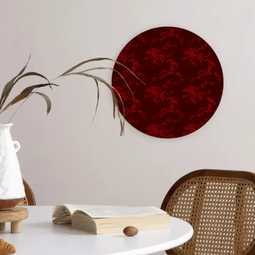 Bloemen - Donkerrood - Patroon Wandcirkel plexiglas klein 852 -sfeer4