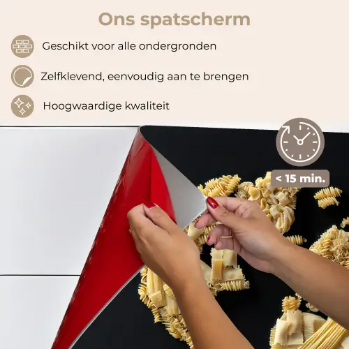 Wereldkaart - Pasta - Zwart keuken achterwand spatscherm klein -spatscherm_NL