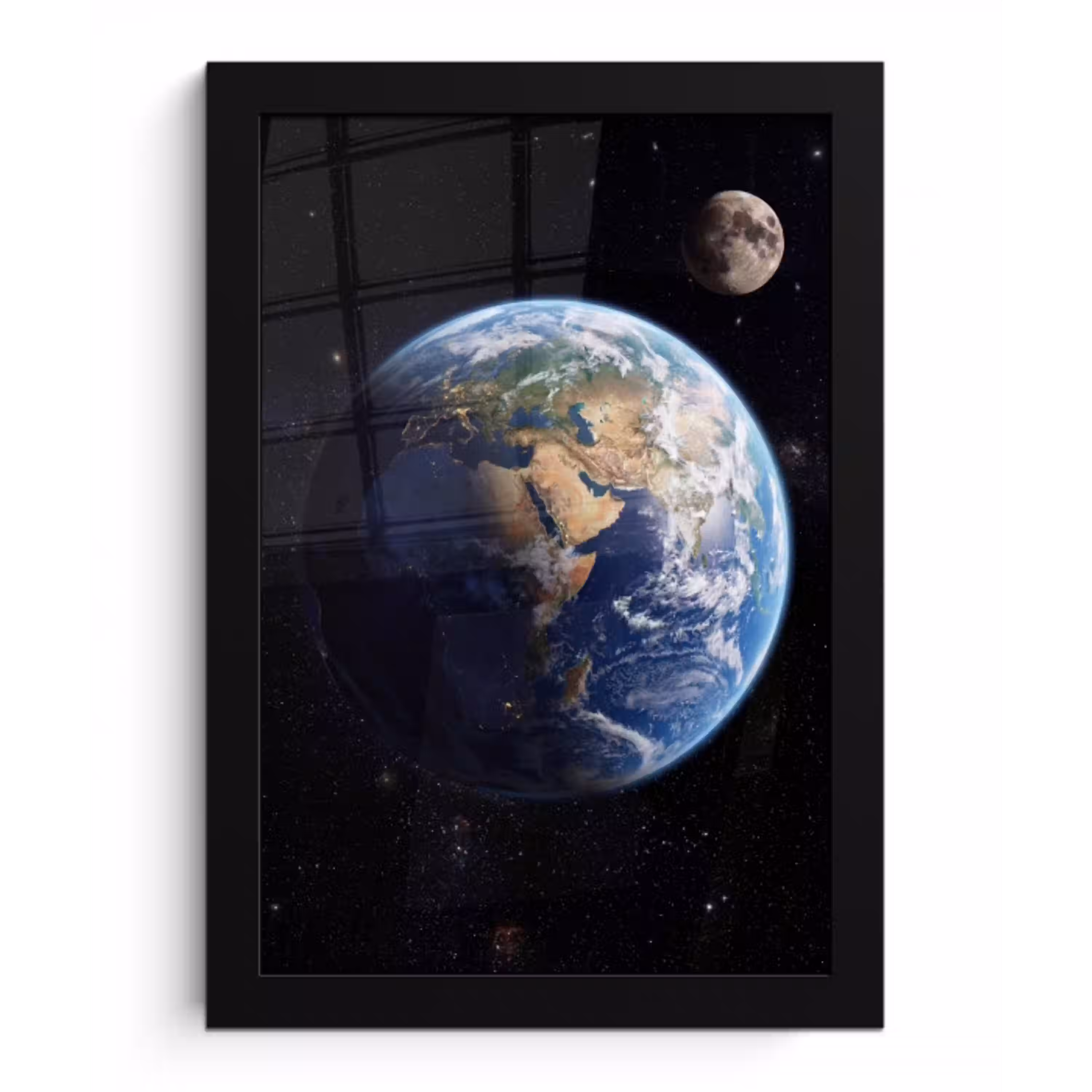 Aarde - Ruimte - Blauw - Groen fotolijst zwart zonder passe partout klein -3d