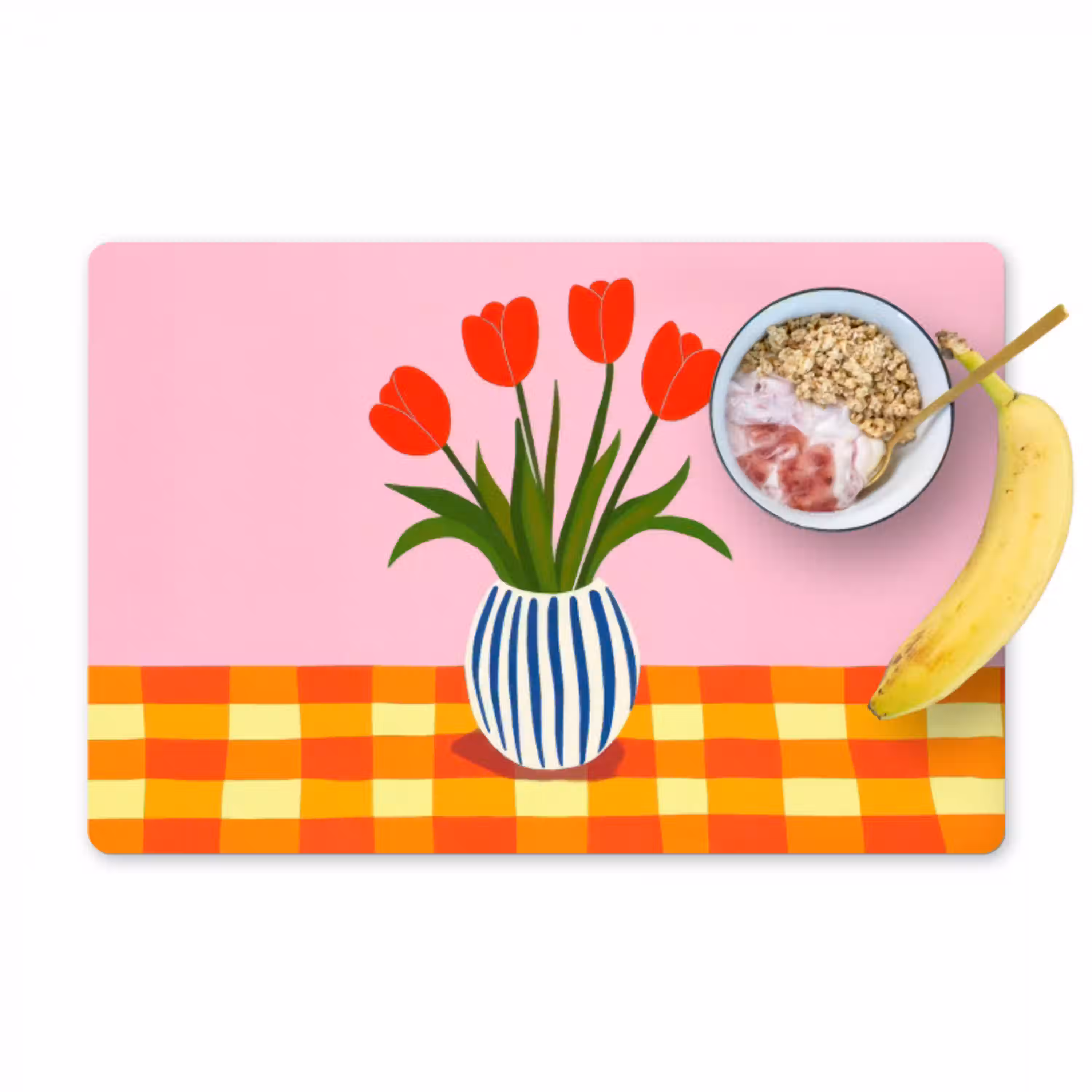 Tulpen - Roze - Vaas Placemat vinyl groot -zzzproduct_Kitchenyeah-website