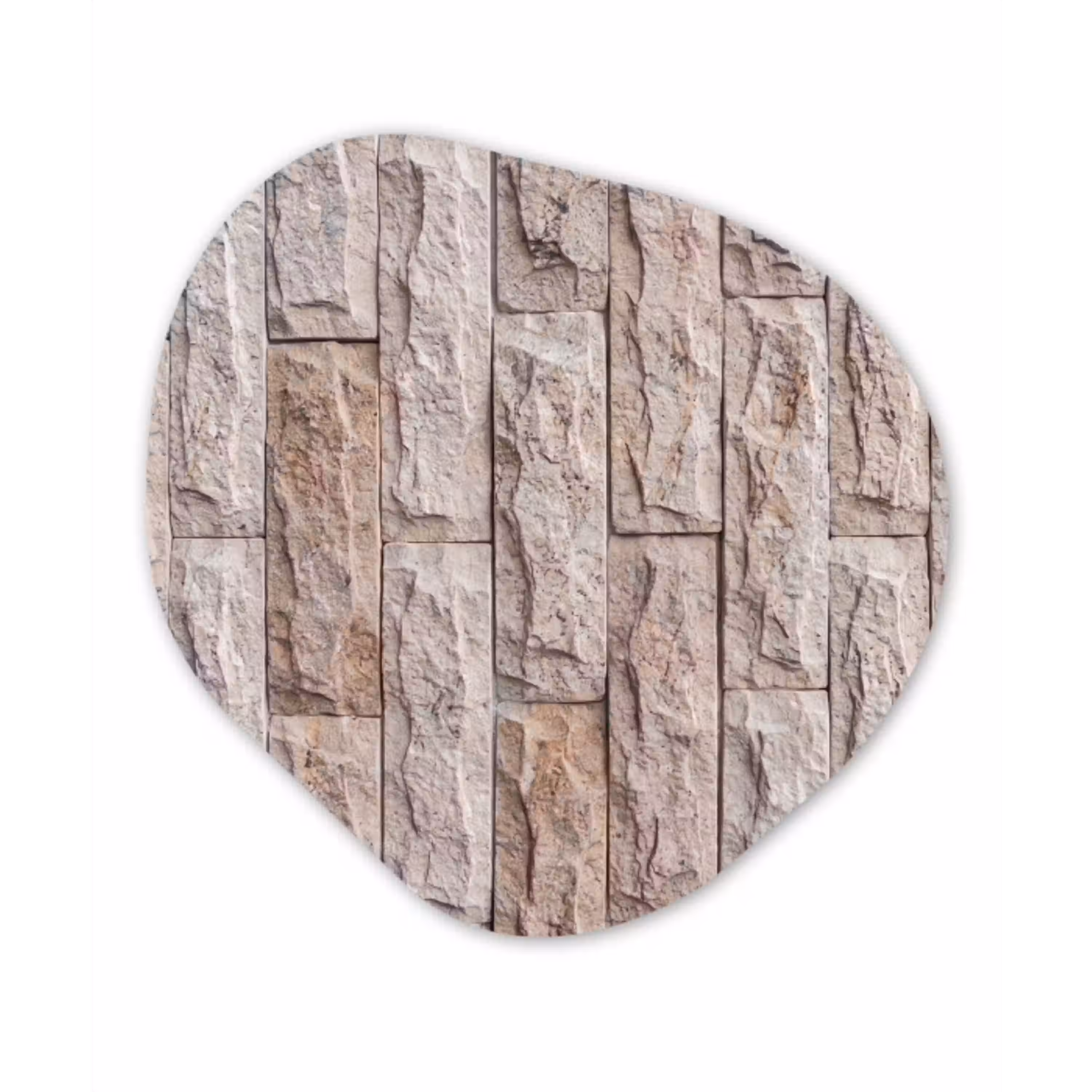Muur - Steen - Ruw - Beige - Textuur Wandcirkel Organisch Aluminium middel -3d