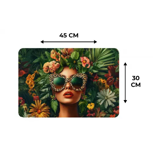 Vrouw - Panterprint - Jungle - Natuur - Luxe Placemat vinyl groot -specs