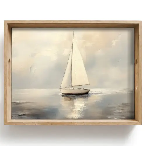 Zeilschip - Zee - Bewolkt Dienblad Rechthoek middel -z3d_shopping