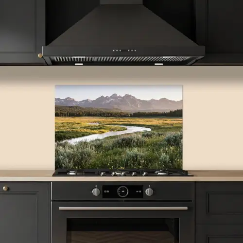 Berglandschap - Rivier - Bos keuken achterwand spatscherm klein -sfeer1