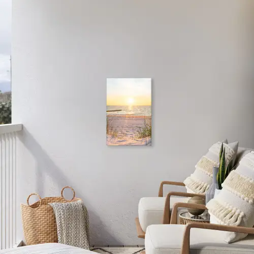 Zonsondergang op het Strand Tuinposter op houten frame 2 cm dik klein -sfeer1