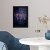 Wereldkaart - Futuristisch - Oranje fotolijst zwart zonder passe partout klein -sfeer4