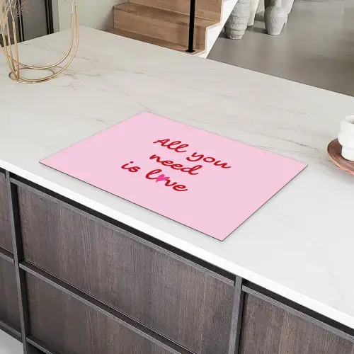 Tekst - Roze - Love - Hart Inductie beschermer vinyl 3mm klein -sfeer8
