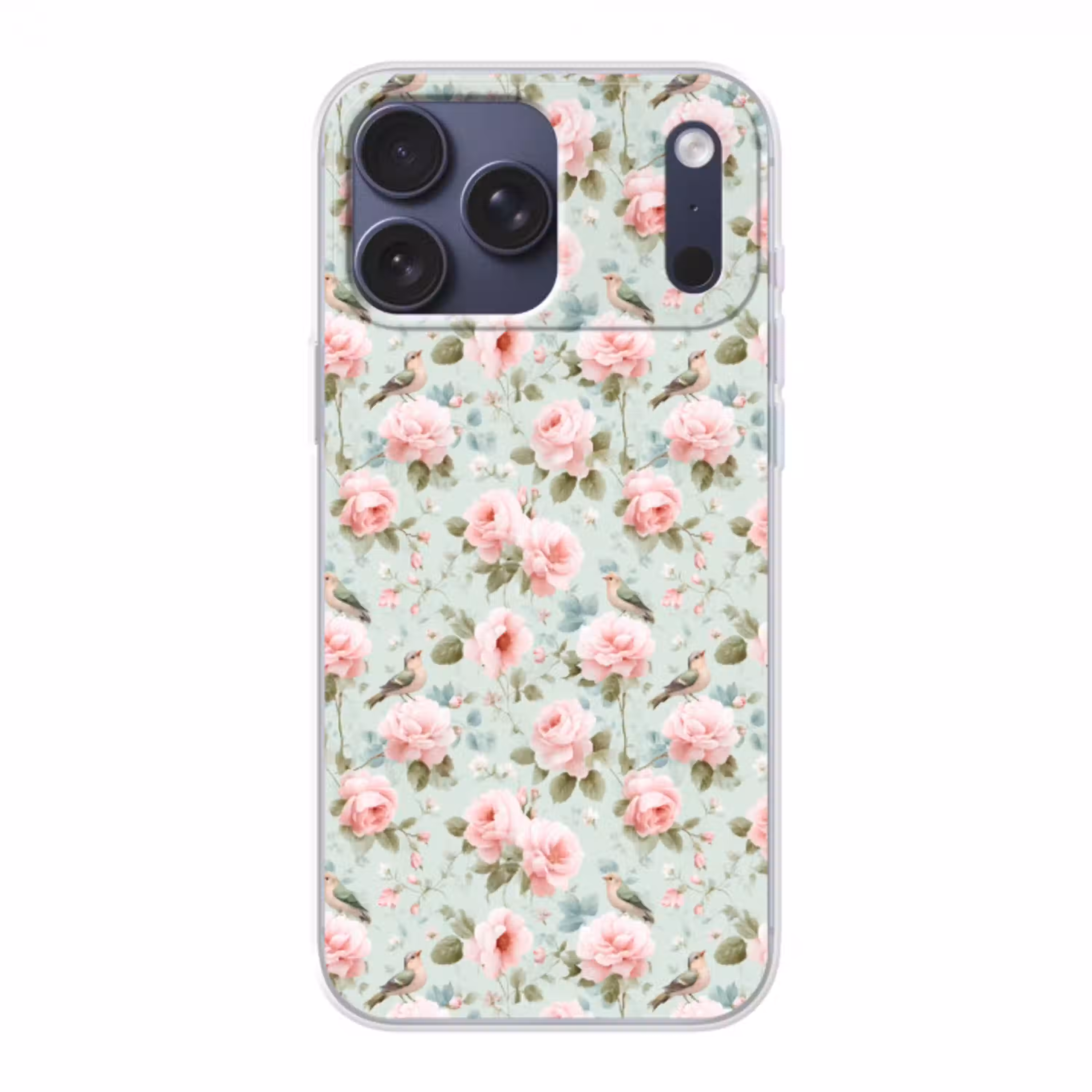Rozen - Vogels - Pastel - Kleurrijk Telefoonhoesje iPhone 17 Pro Max klein 879 -3d