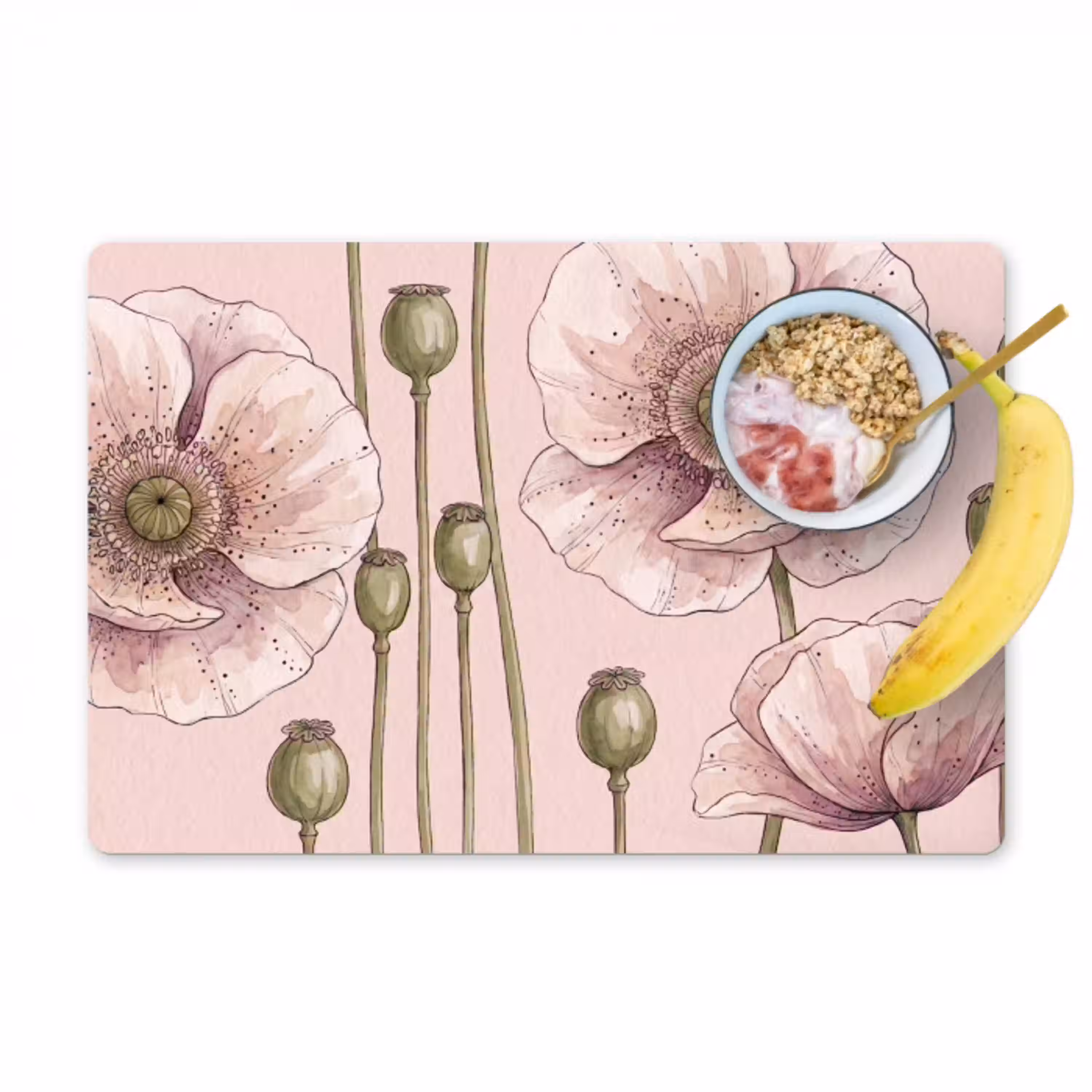 Bloemen - Zomer - Natuur - Aquarel - Roze Placemat vinyl groot -zzzproduct_Kitchenyeah-website