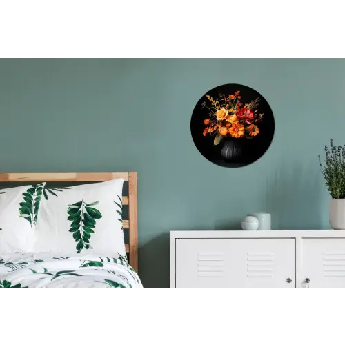 Herfst - Boeket - Oranje Wandcirkel aluminium klein -slaapkamer