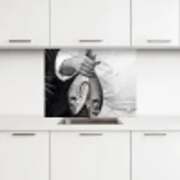 Vissen - Chef - Zwart - Wit keuken achterwand 2 middel -3d
