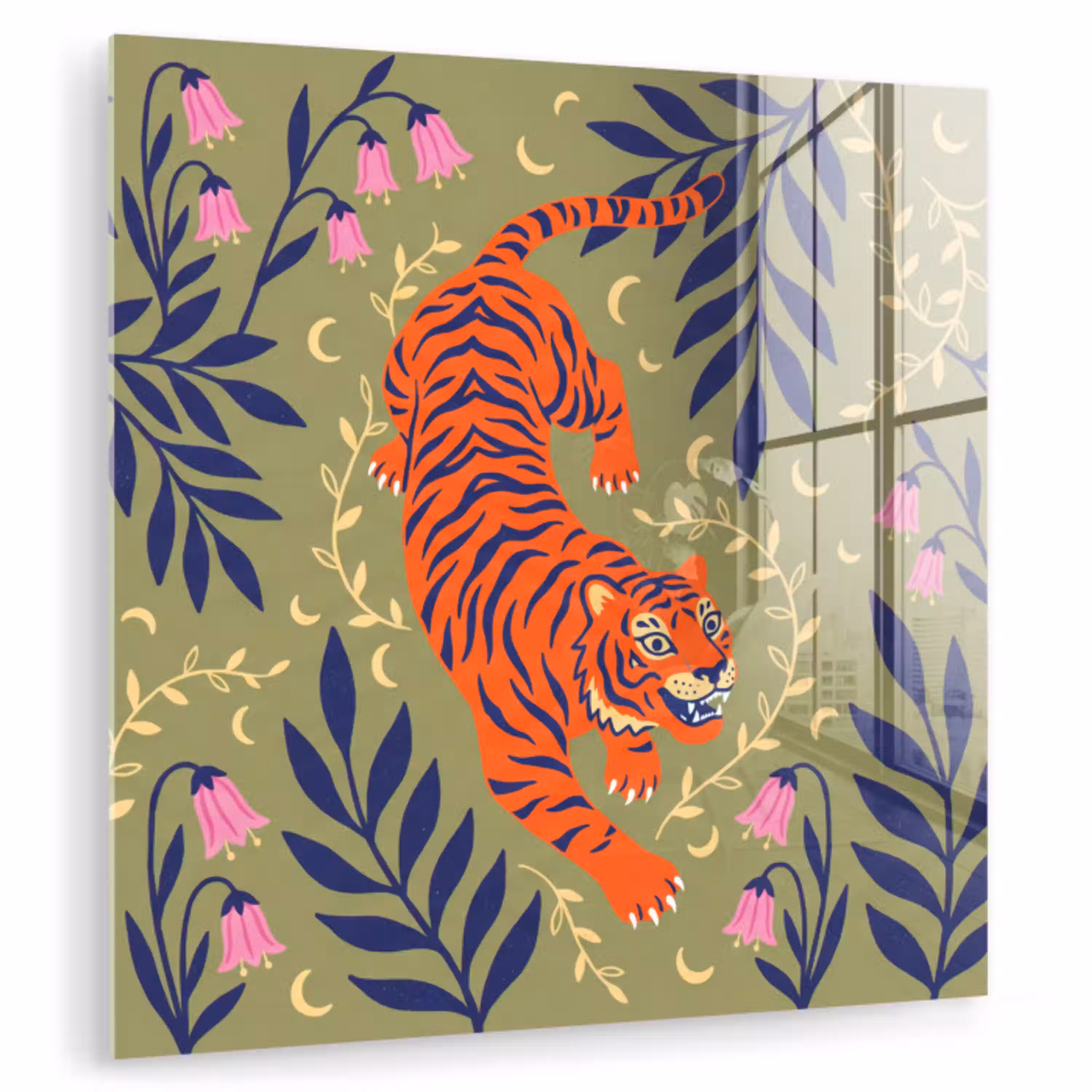 Tijger - Bladeren - Dieren - Illustratie - Oranje plexiglas 5mm klein -zzzproduct_nieuw
