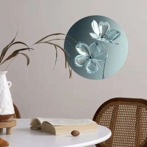 Kristal - Bloemen - Grijs Wandcirkel behangsticker klein -sfeer3