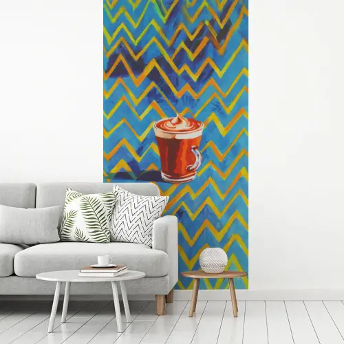 Mok - Koffie - Zigzag - Slagroom fotobehang vinyl groot -woonkamer