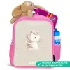 Pony omringd door stippen in beige kleuren Kinderrugzak - Roze middel -inhoud_DE