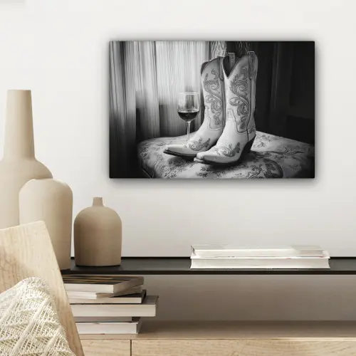 Wijn - Cowboylaarzen - Raamlicht - Wit canvas 2cm klein -sfeer6