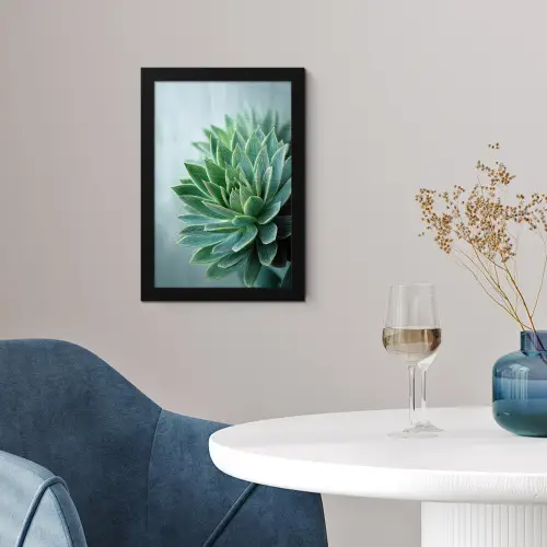 Vetplant - Bladeren - Groen - Wazig fotolijst zwart zonder passe partout klein -sfeer4