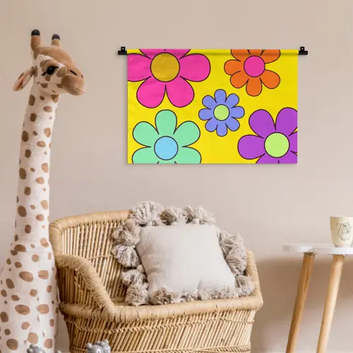 Bloemen - Illustratie - Kleurrijk Wandkleed katoen klein -wsfeer5_kind