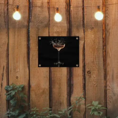 Cocktail - Zwart - Spetters - Glas tuinposter los doek klein -sfeer1