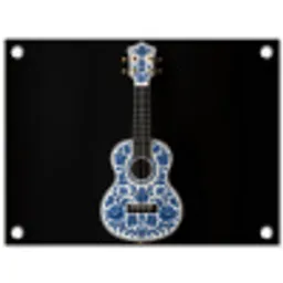 Ukelele - Delfts - Blauw - Muziek tuinposter los doek klein -3d