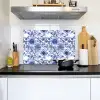Bloemen - Blauw - Patroon - Wit Inductie beschemer met haakjes klein 777 -sfeer2