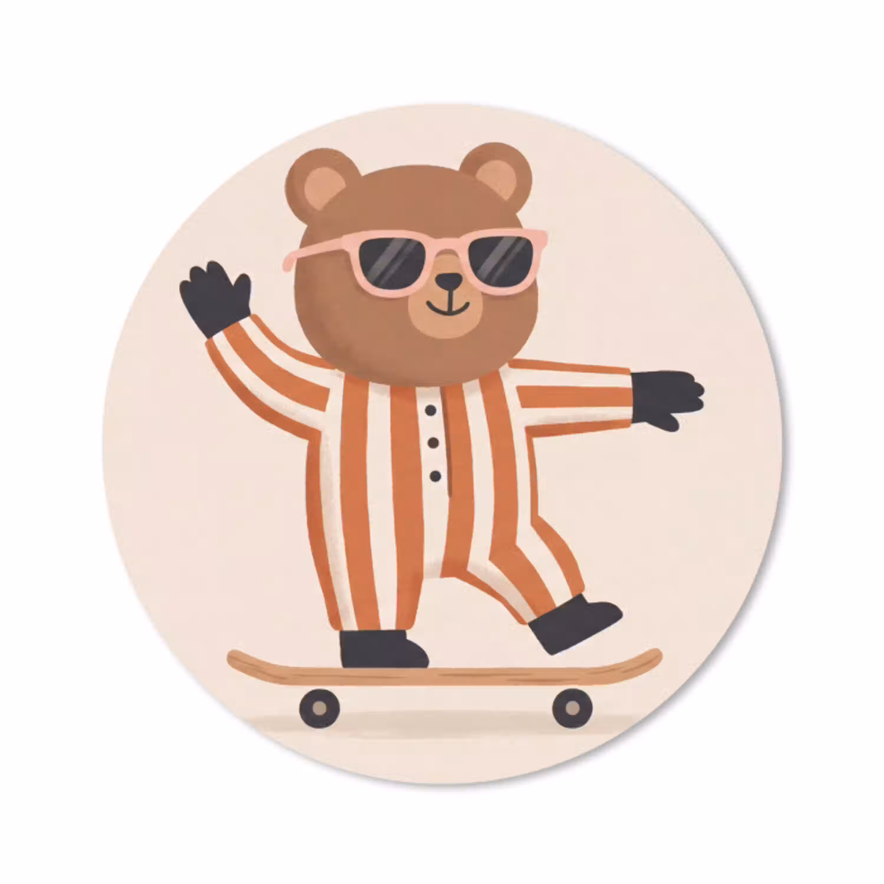 Dieren - Skateboard - Spel - Cartoon - Roze Muismat rond klein -3d